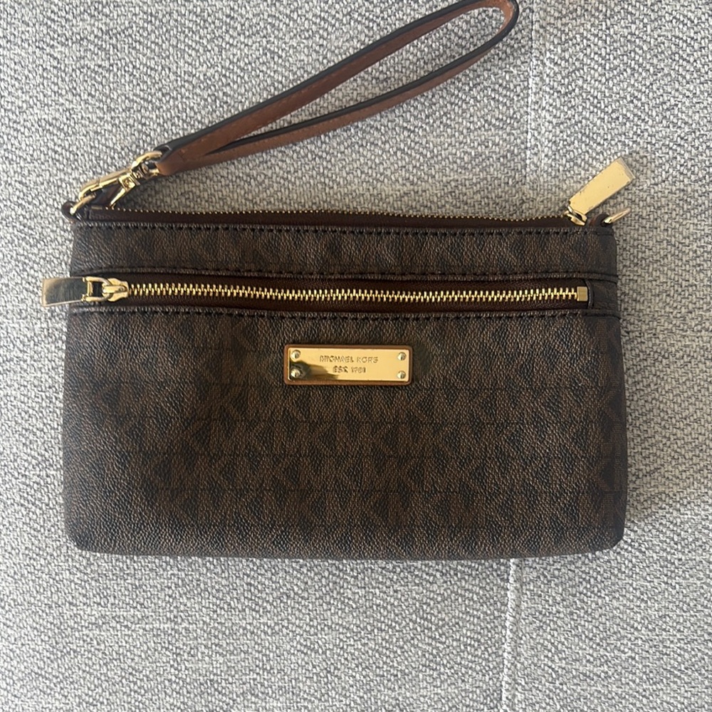 MICHAEL Michael Kors Brown Clutch with Gold Accents